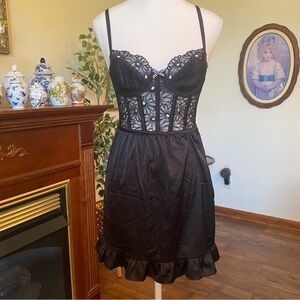 For Love & Lemons x Victoria’s Secret Black Daisy Lace Slip Dress XS